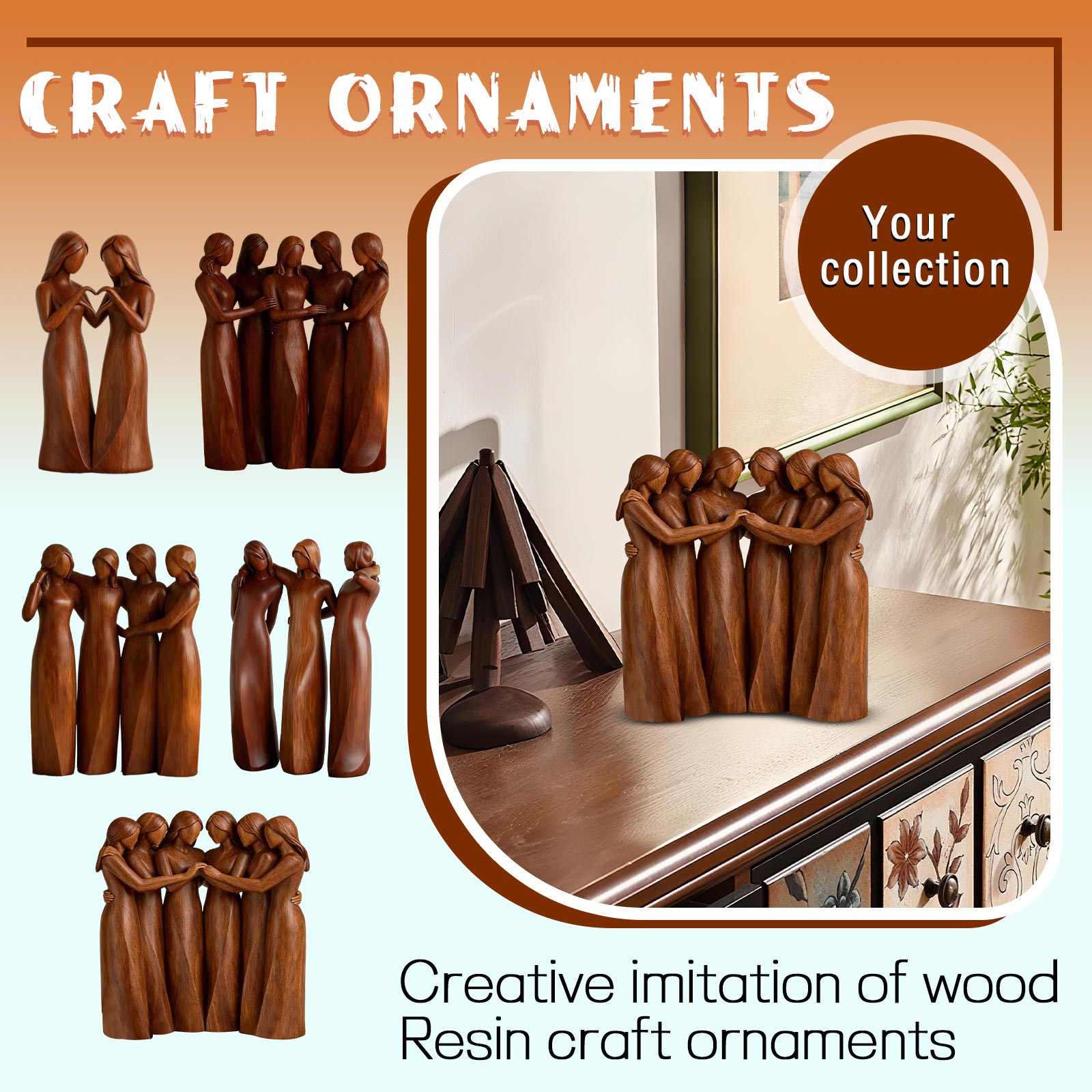 창의적인 모조 나무 수지 공예 장식품 자매애 우정 홈  - Woodworking Resin 리뷰 및 가격